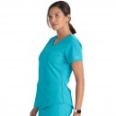 Tunique médicale col V bleue turquoise Skechers vue profil