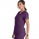 Tunique médicale col V coloris violet Skechers. Vue de profil