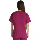 Tunique médicale bordeaux col V unisexe Dickies vue de dos