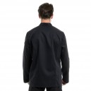 Dos de la veste de cuisine homme en coloris noir et liseré écru marque Robur