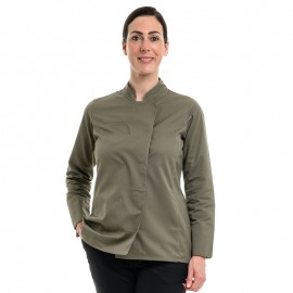 Veste de Cuisine Femme Californie Manches Longues Vert Kaki - MANELLI