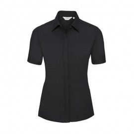 Chemise de Serveuse Femme à Manches Courtes Ultimate Stretch Noir - RUSSELL