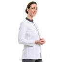 Veste de cuisine femme manches longues modèle Elbax coloris blanc et gris Robur
