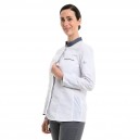 Veste de cuisine coupe féminine marque Robur modèle Elbax coloris blanc denim