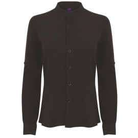 Chemise de Service Femme Manches Retroussables Noir - HENBURY