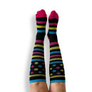 Chaussettes de Compression Multicolore à Pois et à Rayures