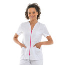 Blouse Médicale Femme Manches Courtes Fermeture Eclair Colorée - MANELLI