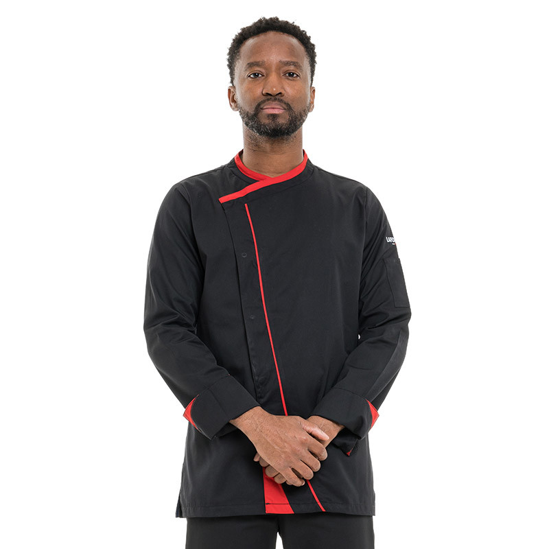 Veste de Cuisine Homme Mint Manches Longues Noir Rouge - LAFONT