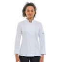 Veste de Cuisine Femme Blanche Liseré Bleu Marine - MANELLI