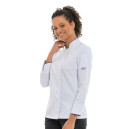 Veste de Cuisine Femme Blanche Liseré Bleu Marine - MANELLI