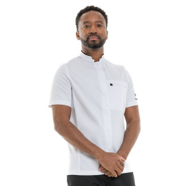 Veste de Cuisine Homme Manches Courtes Blanc et Noir Crush - MOLINEL