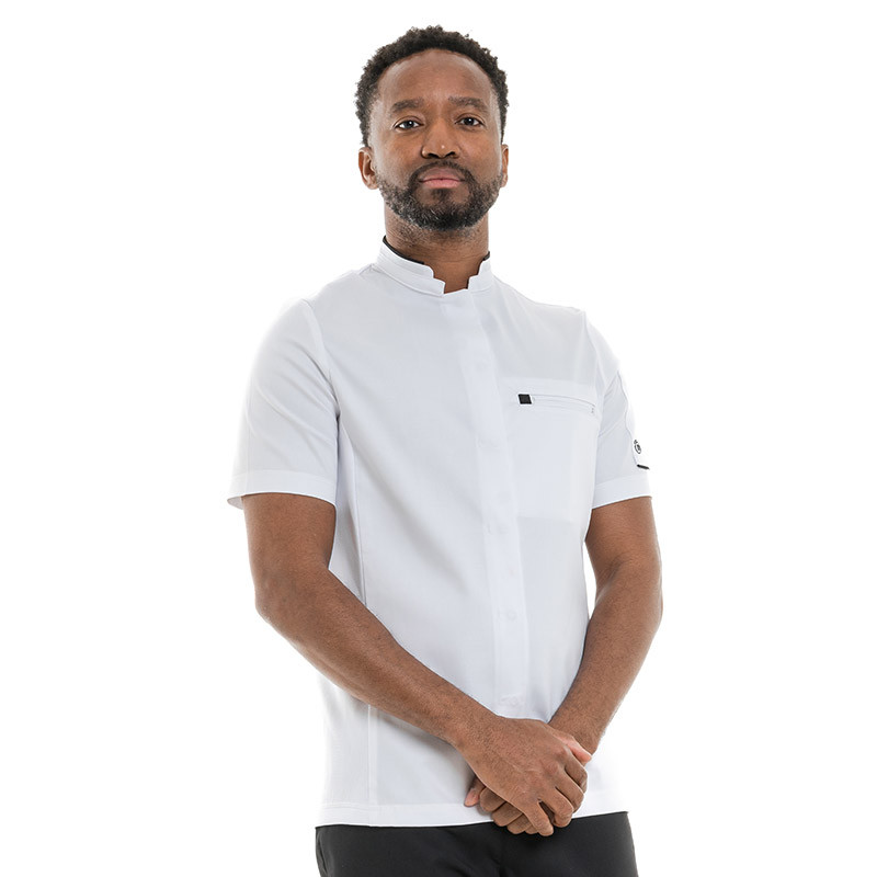 Veste de Cuisine Homme Manches Courtes Blanc et Noir Crush - MOLINEL