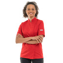 Veste de Bouchère Femme Manches Courtes Rouge - MANELLI - 1