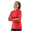 Veste de Bouchère Femme Manches Longues Rouge