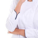 Veste de Cuisine Femme Blanche Liseré Bleu Marine - MANELLI - 4