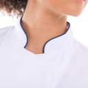 Veste de Cuisine Femme Blanche Liseré Bleu Marine - MANELLI - 5