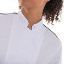 Veste de Cuisine Femme Blanche Liseré Noir Aération Côté Manches Courtes - MANELLI - 4