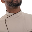 Veste de Cuisine Beige Liseré Long Marron - MANELLI - 7