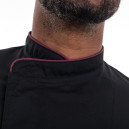 Veste de Cuisine Noire Liseré Bordeaux - MANELLI - 5