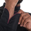 Veste de Cuisine Noire Liseré Bordeaux - MANELLI - 6