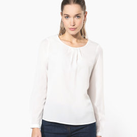 Chemise de service crêpe blanche manches longues femme - TOPTEX