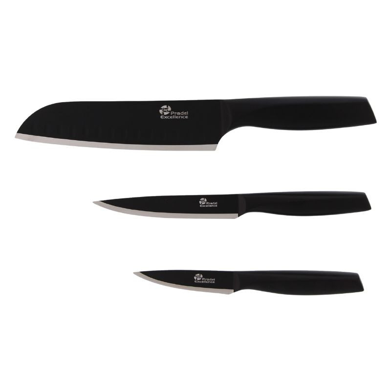 Set 3 Couteaux de Cuisine Lame Noire - PRADEL