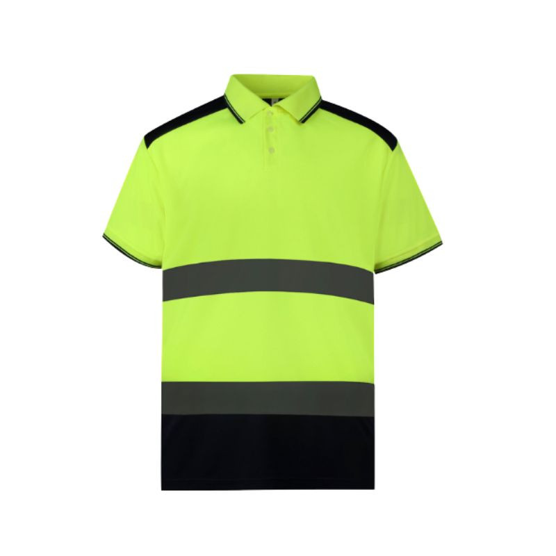 Polo haute visibilité jaune tissu en maille respirante Toptex