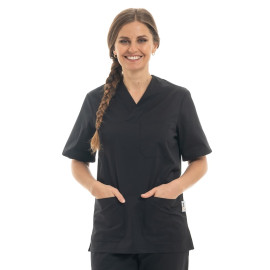 Tunique Médicale Mixte Nouméa Noire Made in France - MANELLI