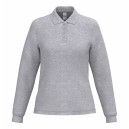Polo de Service Piqué Femme Manches Longues gris clair