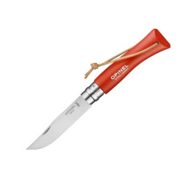 Couteau de Poche Lame Inox Manche Bois Orange + Lien Cuir – OPINEL