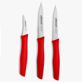 Set de 3 couteaux Office Rouge Blister série Nova- Arcos