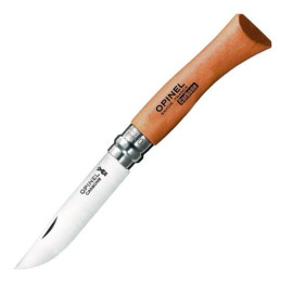 Couteau Tradition Carbone N°07 Lame 8cm Manche Hêtre Virole Tournante - OPINEL