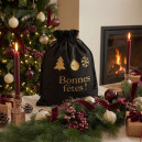 Sac de Noël 100 % Coton Noir  - MANELLI