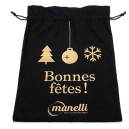 Sac de Noël NOIR 100 % Coton - MANELLI