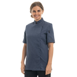Veste de Cuisine Femme Manches Courtes Bleu Denim Shade - MOLINEL