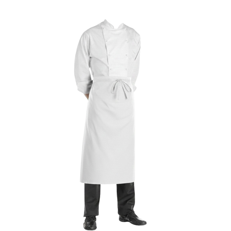 Tablier de Cuisine Long 100% Coton Blanc MANELLI