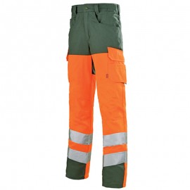 Pantalon Haute Visibilité Fluo Orange Hivg / Vert Foncé - ADOLPHE LAFONT