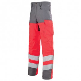 Pantalon de Travail Fluo Rouge Hivi / Acier - ADOLPHE LAFONT