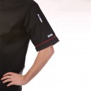 Veste de cuisine noire liseré rouge - MC ou ML, pour temps estival
