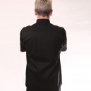 Veste de cuisine noire liseré rouge - MC ou ML, 65% polyester et 35 % coton