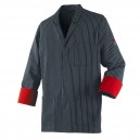 Veste de cuisine ARDOISE Robur, rayé noir et blanc avec revers de manche rouge