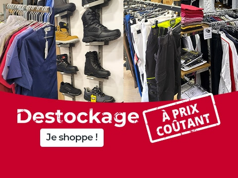 Destockage à prix coûtant tout le mois de février ! Équipez-vous en vêtements pros, chaussures de sécurité et coutellerie
