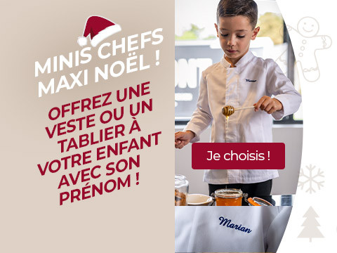 offrez une veste ou un tablier à votre enfant avec son prénom ! Vêtements et broderies Manelli, commencez vos cadeaux de Noël !