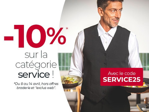 -10% sur la catégorie service avec le code SERVICE25. Offre du 8 au 14 avril, hors offres broderie et “exclus web“.