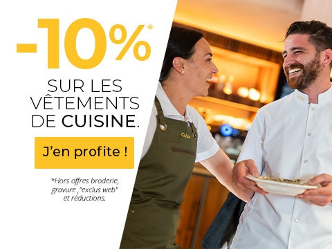 -10% sur les vêtements de cuisine du 23 au 29 mars ! Foncez et équipez-vous avec Manelli !