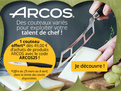 Ventes Privées: 1 couteau offert* dès 49,00 € d’achats de produits ARCOS avec le code ARCOS25 ! *Offre du 25 mars au 8 avril,dans la limite des stocksdisponibles.