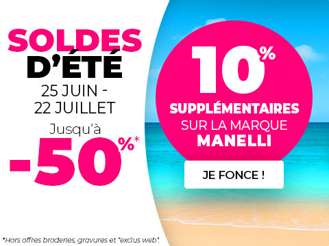 Soldes d'été du 25 juin au 22 juillet : -10% supplémentaires sur la marque Manelli dans la sélection Soldes été.