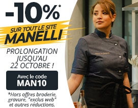 -10% sur tout le site jusqu'au 15 octobre avec le code MAN10 ! Hors offres broderie, gravure, "exclus web" et autres réductions.