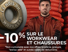 -10% sur le workwear et chaussures de sécurité ce mois-ci !