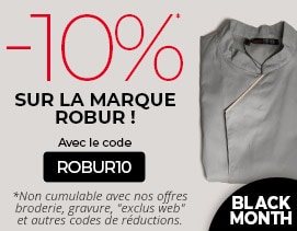 Black Month ROBUR : -10% sur la marque avec le code ROBUR10, non cumulable avec nos offres broderie, gravure, "exclus web" et autres codes de réductions.